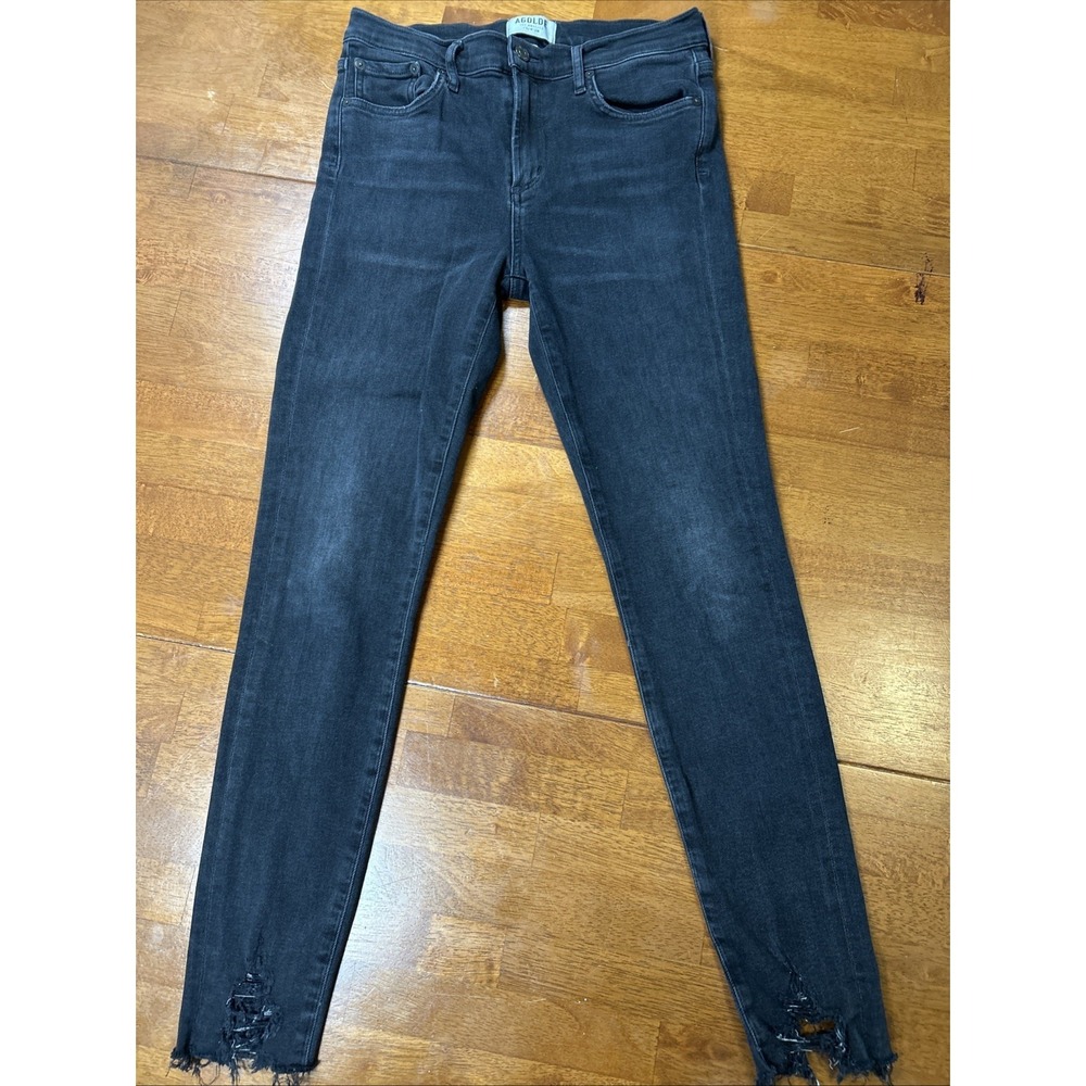 Agolde Sophie Jeans Women's Size 28 Black Denim Skinny Distressed Ankle